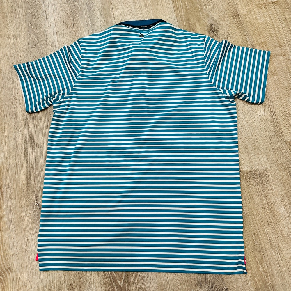 Greyson Polo Mens XL Teal White Striped Lago Mar Country Club Golf Polo Shirt - Picture 8 of 16